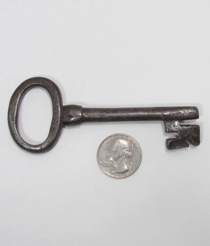 Antique Large Iron Skeleton Mortise Key 4" Vintage Cover