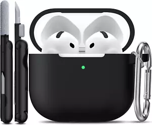 Silicone Case Cover for Airpods 4 with Cleaner Kit, Keychain, Full Protection, C - Picture 1 of 12