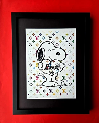 Death NYC handsignierter gerahmter Druck 16 x 12 Zoll limitierte Auflage SNOOPY I LOVE YOU COA - Bild 1 von 4