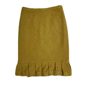 Michael Simon Women's Size 0 Green Wool Blend Straight Pleated Hem Pencil Skirt - Picture 1 of 8