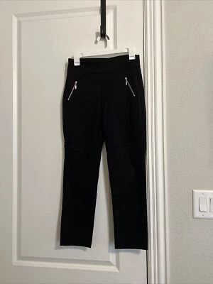 Pantalones negros con cremallera lateral Dress Barn Roz & Ali para mujer talla 2 Foto 1 de 4
