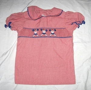 Castles and Crowns Smocked Cheerleader Red Checked Blue Trim S/S Top 6 - Picture 1 of 7
