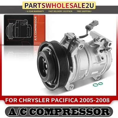 AC Compressor w/ Clutch for Chrysler Pacifica 2005-2008 V6 3.8L 10S17C 5005450AC - Image 1 of 4