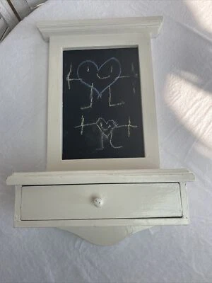 Small Country Wall Cabinet Shelf with chalkboard & drawer Handmade One Of A Kind - Image 1 of 4