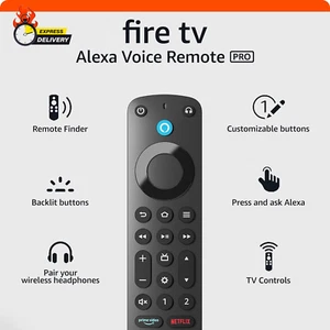 Alexa Voice Remote Pro, Includes Remote Finder, TV Controls, Backlit Buttons, Re - Picture 1 of 12