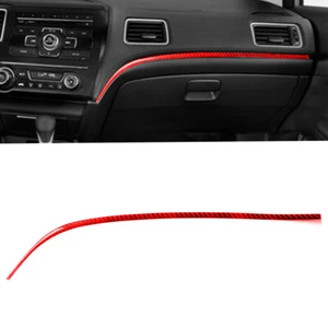 Red Carbon Fiber Interior Dashboard Panel Strip Trim For Honda Civic Coupe 13-15 - Picture 1 of 12
