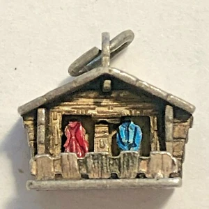 ANTIKER BETTELARMBAND ANHÄNGER "HÜTTE" 835 SILBER / ANTIQUE PENDANT "HUT" SILVER - Bild 1 von 7