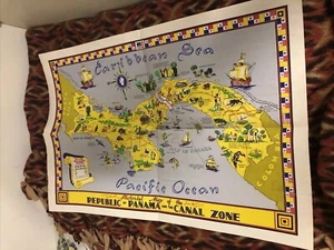 pictorial map of the republic of panama and the Canal Zone Army Souvenir 1950s - Picture 1 of 21
