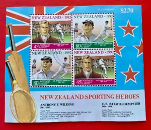 New Zealand 1992 Health "Sporting Heroes" Mini Sheet - Used - Picture 1 of 2