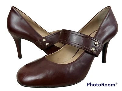 Antonio Melani Mary Jane Heels Pumps Size 10 M Brown Leather Career Classic - Image 1 of 4