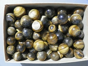 Agate Marbles Tiger Eye 3 pieces Around One Inch Mix Grade Vintage Hand Made - Picture 1 of 1