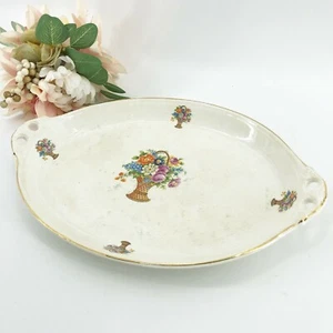 Plato Cesta de Flores Vintage Canonsburg China Manejado Ovalado Raro 13.5" X 9" - Imagen 1 de 6