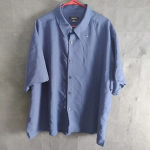 Claiborne Button Up Shirt Mens Size 4XL Short Sleeve Solid Navy Blue - Picture 1 of 10