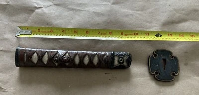 Antique Tsuka handle hilt  tsuba  Tachi Handachi samurai Sword - Image 1 of 4