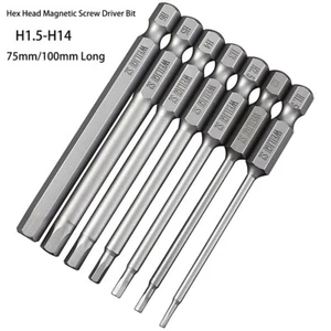 Hex Head Allen Wrench Drill Bit Set Screwdriver Socket 1/4" Hex Shank H1.5-H14 - Picture 1 of 28