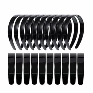 PAQUETE DE 20 diademas de plástico artesanales negras, 1 pulgada duras con dientes para mujeres niñas - Imagen 1 de 12