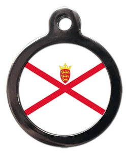 Pet ID tag JERSEY Flag Picture design personalised - Picture 1 of 2