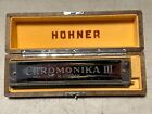 Vintage Hohner Chromonika III Mundharmonika Taste von C in Vogelauge Ahorn Etui