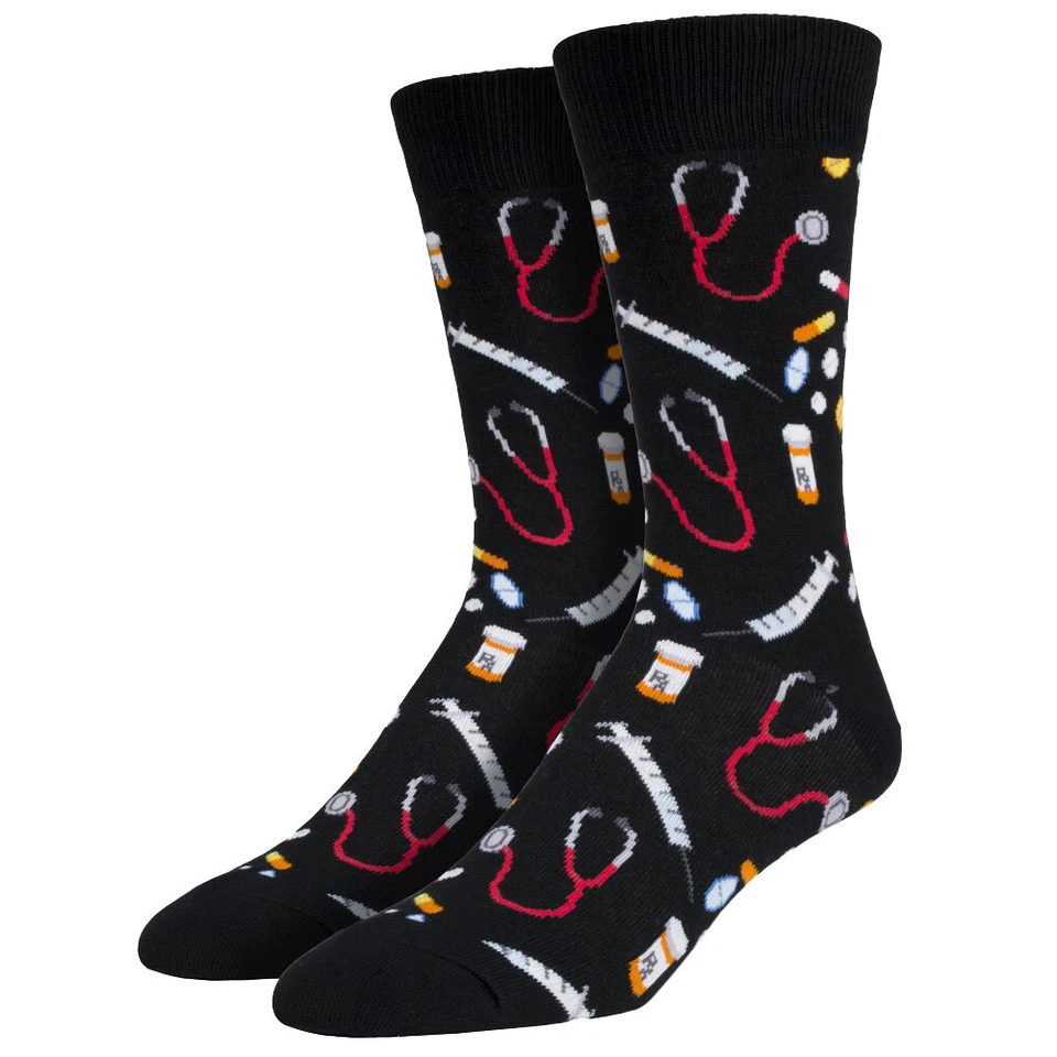 Calcetines Socksmith Para Hombre Medicamentos Médicos Enfermeras Cosas Médicas Novedad Calzado Foto 1 de 1