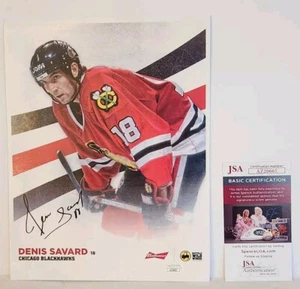 Chicago Blackhawks DENIS SAVARD PROMO prensa FOTO FIRMADA autografiada 8x10 PSA - Imagen 1 de 5