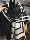 Ladies High Quality Double Sided Bordered Scarf Wool Pashmina Evening Shawl Warm