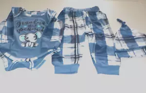 Baby Boy 3 Piece Outfit Romper,Pants and Matching Hat. - Picture 1 of 5