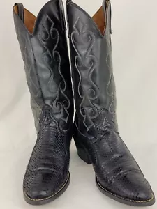 ACME VTG Black Snakeskin & Leather Western Cowboy Boots Mens Size 9D. Very Nice! - Picture 1 of 14