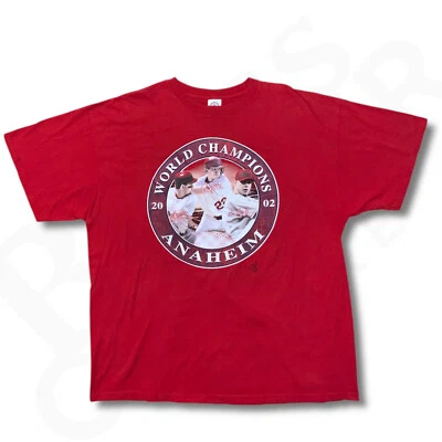 Camiseta Anaheim Angels Campeones del Mundo Para Hombre 2XL Rojo Salmón Eckstein 2002 Y2K Foto 1 de 4