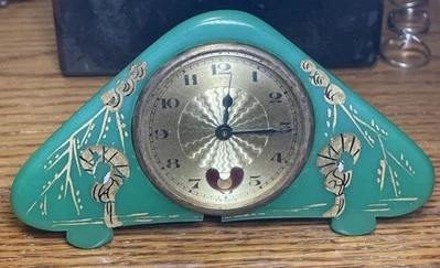 Винтажные мини французские настольные часы Krysler Нью-Йорк на запчасти/ремонт - Изображение 1 из 4