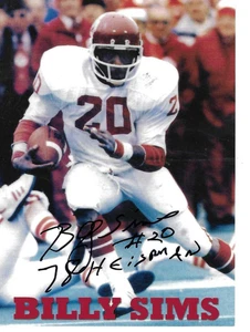 BILLY SIMS HANDSIGNIERTES 6X8 FOTO - OKLAHOMA SOONERS - HEISMAN TROPHY - BILD 3 - Bild 1 von 1