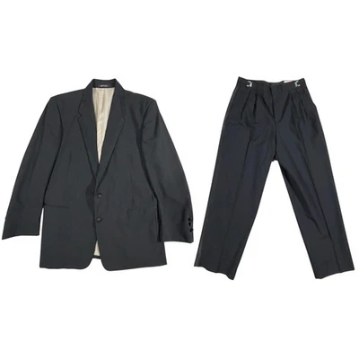 Ralph Lauren Chaps Tuxedo Set Jacket 42L Pants 32x30 Satin Lapels Stripes Black - Image 1 of 4
