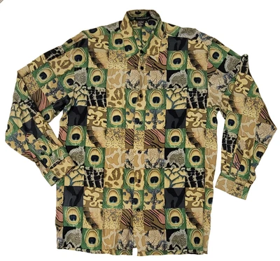 Tulliano Silk Shirt Mens M  Vintage Retro Pattern - Image 1 of 4