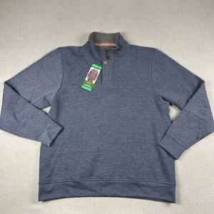 Orvis Pullover Mens XL Blue Quarter Zip Snap Mock Neck Fleece Lined Outdoors - Picture 1 of 6
