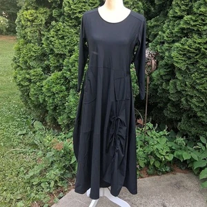 Jason Black Nylon Spandex Stretchy Gathered Artsy USA Dress S - Picture 1 of 11