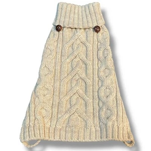 Tanner & Dash Dog Cable Knit Sweater Sz 10 Girth 25.5" 100% Wool Jacket Coat Pup - Picture 1 of 12
