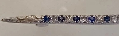 Antique Silver brooch pin with blue and clear stones - Image 1 of 3