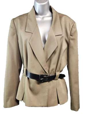 Vintage Haberdas-Her Blazer Womens 9/10 Wool Belted Suit Jacket Classic 90s - Image 1 of 4