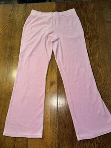 Vtg Y2K Moda International Pink Velour Pants Large Pull On Loungewear - Picture 1 of 10