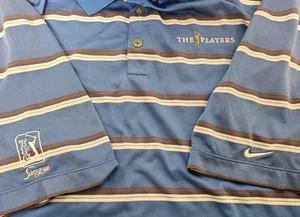 NIKE GOLF Men's Performance Navy Striped The Players TPC Sawgrass polo shirt XL - Picture 1 of 5