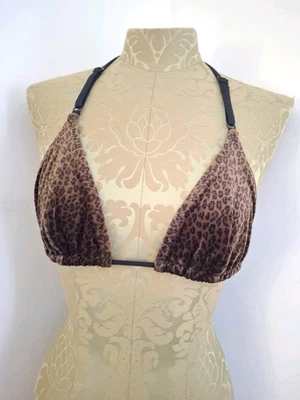 Y2K Vintage Malia Mills Velvet Leopard Bikini Top Medium - Image 1 of 4