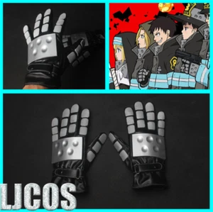 Cosplay Fire Force Shinra Kusakabe PU Leather Full Finger Gloves Mask Party Prop - Picture 1 of 5