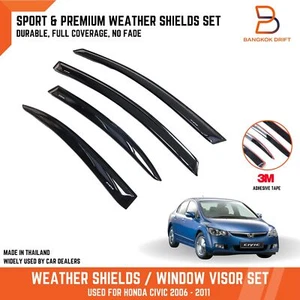 WEATHER SHIELD WINDOW VISOR RAIN GUARD FOR HONDA CIVIC 8th Gen 06-11 FD FA SEDAN - Picture 1 of 7