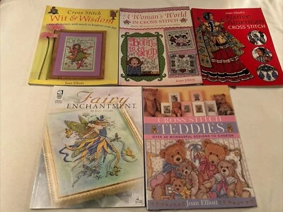 5 Joan Elliot Counted Cross Stitch Books - Image 1 of 2