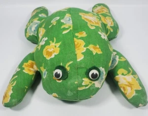 Vintage Style Hand Crafted floral print Stuffed Cloth Frog Plush - Picture 1 of 5