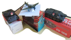 3 WWII T34+SU100 Tanks Scale 43 Models+YAK Scale 1:72 Fighter/Metal/Boxes/USSR - Picture 1 of 10
