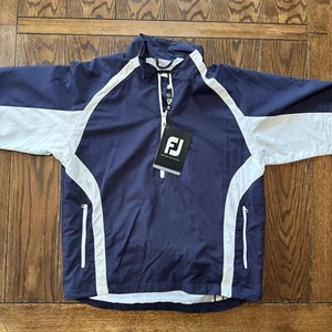 FootJoy Jacket Mens Extra Large Blue White Windshirt Pullover Golf Short Sleeve - Picture 1 of 12