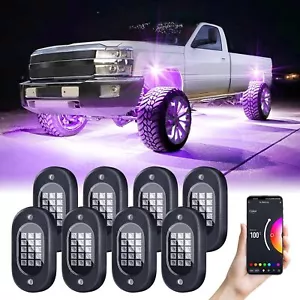 RGB LED Rock Lights For Jeep Off-Road Truck UTV ATV 8Pods Underbody Wheel Light - Picture 1 of 10