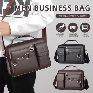 Borsa a mano uomo pelle business valigetta laptop messenger tracolla - Foto 1 di 24