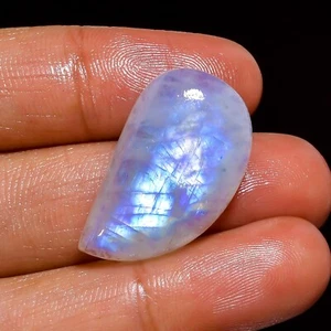 22.50 Cts Natural Rainbow Moonstone Fancy Cabochon Loose Gemstone 26X16X7 mm - Picture 1 of 7