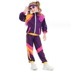 Kids Boys Girls 80s Shell Suit Fancy Dress 1980s Costume Tracksuit Set Hip Hop